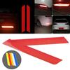 2x Red Car Rear Bumper Reflective Strips Tape PET Stickers High Visibility Exterior Accessories For Parking Spaces/ Hazard Areas
