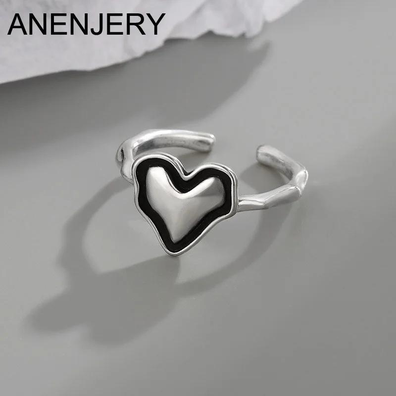 ANENJERY Кольца Y2K Love Heart для женщин, новинка 2024 года, модное серебряное кольцо, модные ювелирные изделия, подарки