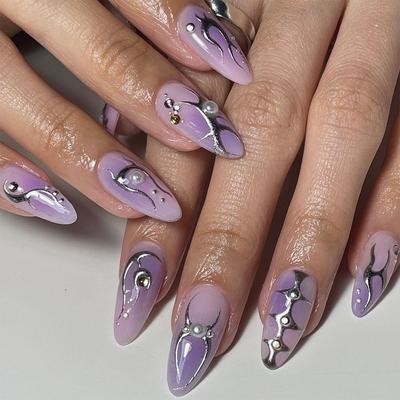 Nail Art Nail Film Интернет-знаменитость Горячий Серебряный Поддельный Ногти Пламя