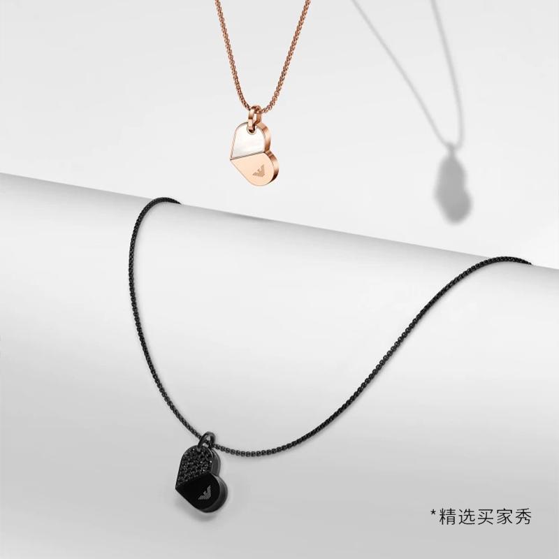 Emporio Armani necklace Rotate and fold to freely change love, one ornament, two wearable stainless steel Black F basic packaging-brand original box
