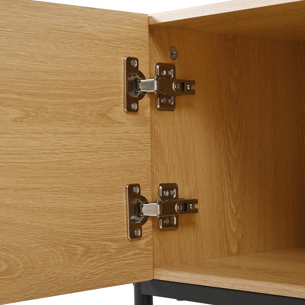 Modern TV Cabinet, TV Lowboard, 4-Door Storage, Geometric Design, 3D Texture, Modern Living Room Furniture