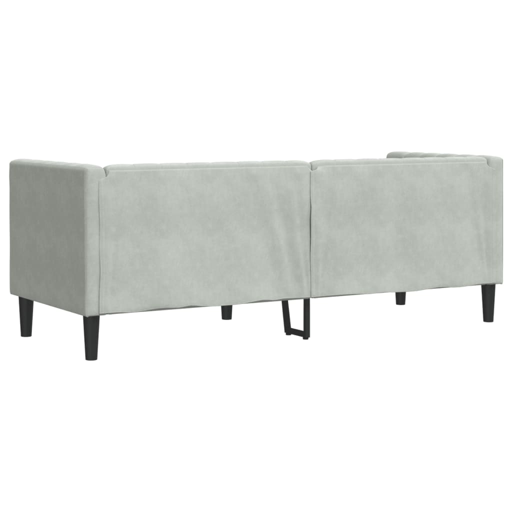 Chesterfield Sofa with Neck Pillows 3 Seater Light Grey Velvet
