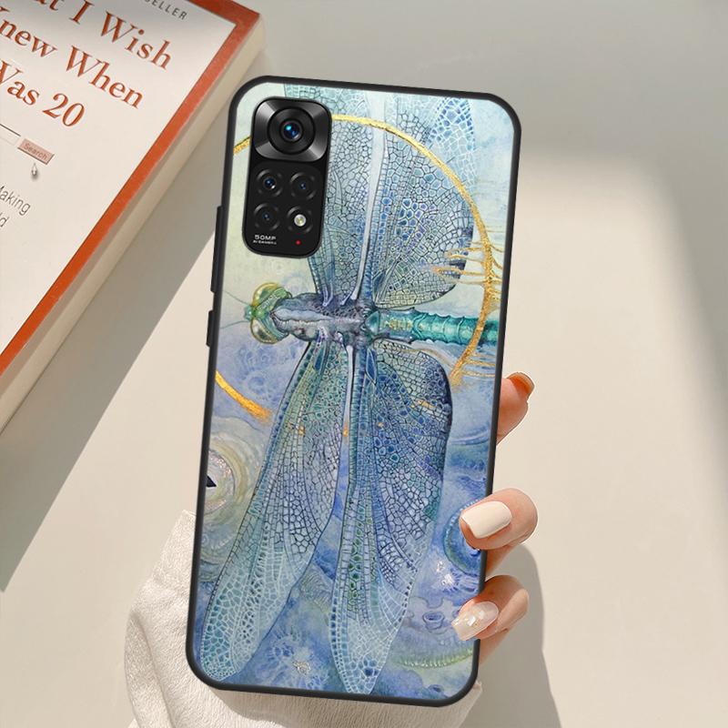 Роскошный чехол со стрекозой для Xiaomi Redmi Note 11 10 Pro 8 9 9S 10S 11S 9A 9C 10A 10C K40 K50 игровой чехол
