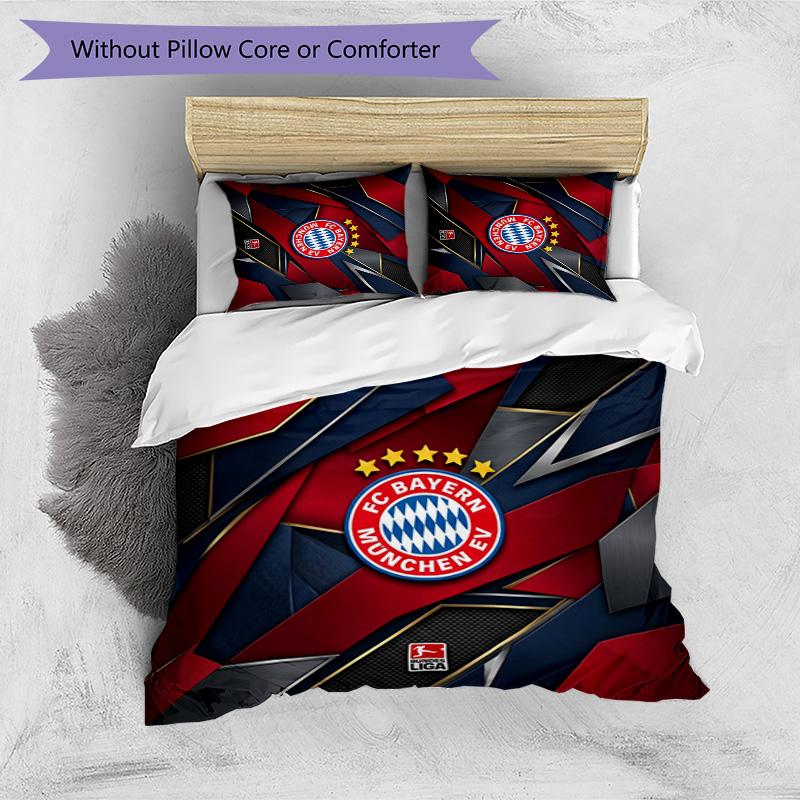 Bayern Munich Pattern Printed 3PCS Bedding Set Soft Skin-Friendly Washable Duvet Cover & Pillowcases Set All Season Bedroom