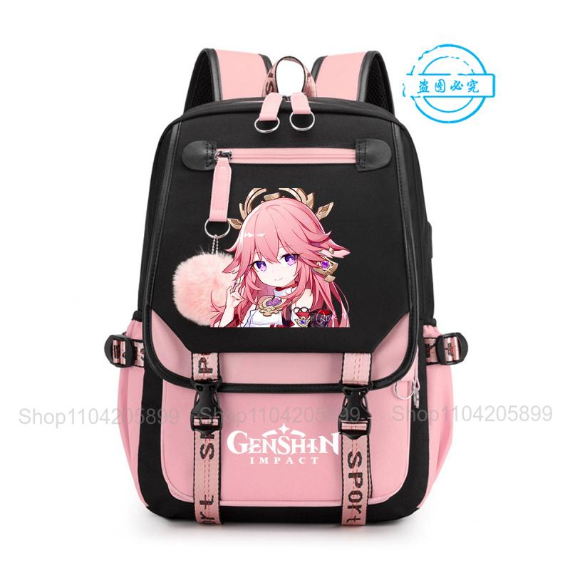 Рюкзак Genshin Impact Аниме Mochila Большая Вместимость Школьная Сумка Студенческий Рюкзак Для Девочек Мальчиков Повседневная Школьная Сумка Kawaii Подарок