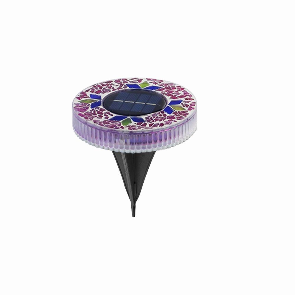 Waterproof Mosaic Solar Disk Light Auto on/Off Round LED Garden Stake Lights Courtyard Landscape Lighting Solar-powered Lights