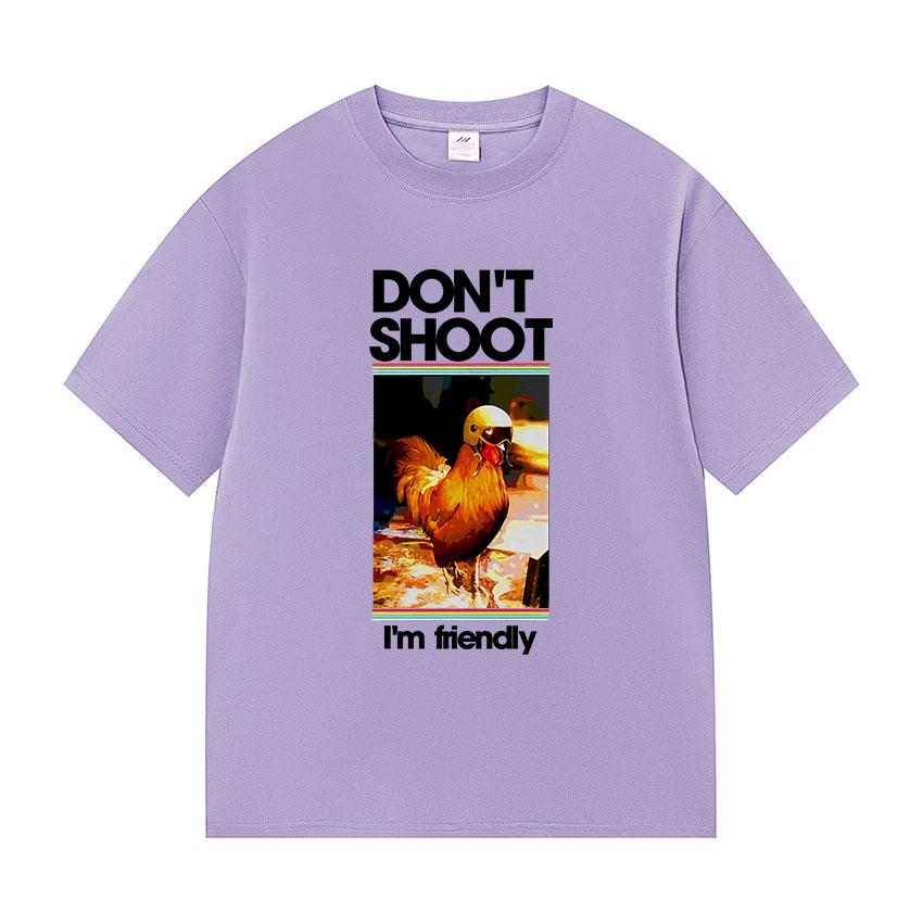 ARC Raiders Dont Shoot I M Friendly Funny Chicken Meme T Shirts Unisexs Women Summer Fashion Oversized Cotton Tshirt Gamer Fans