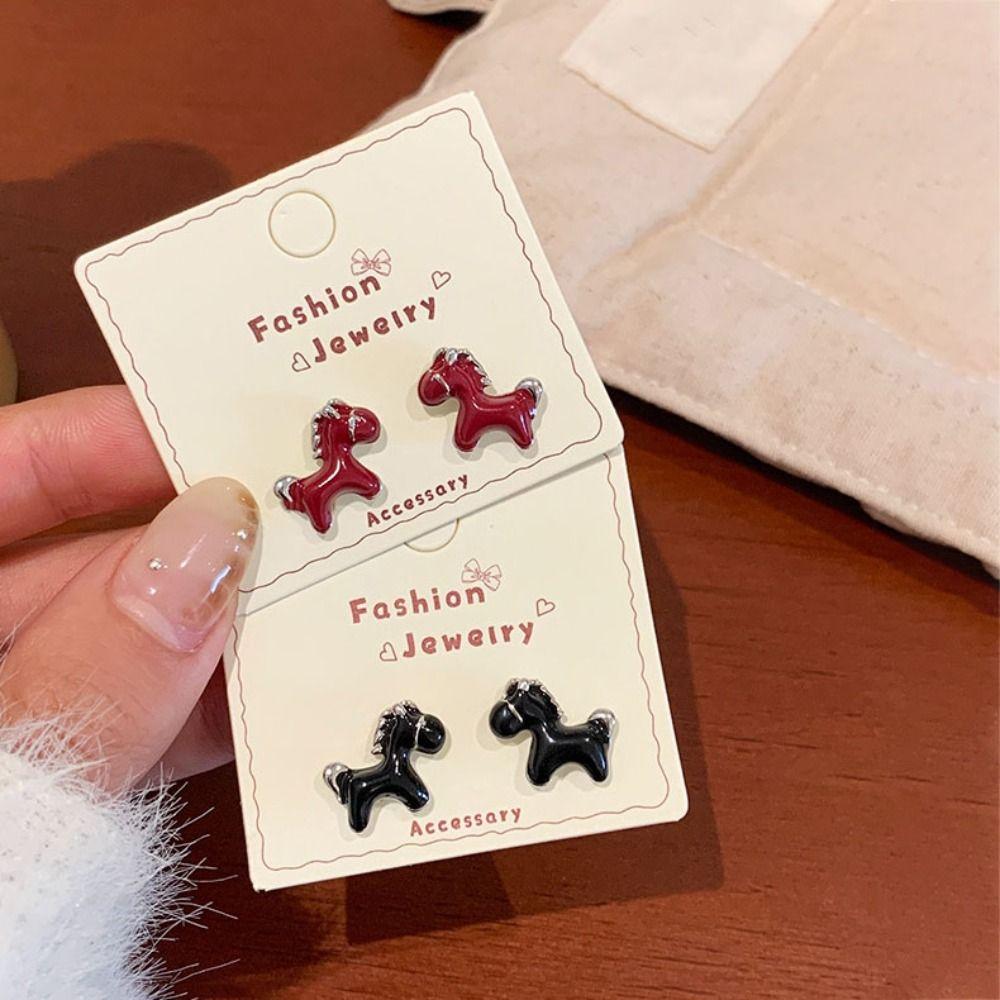 Ear Jewelry Horse Stud Earrings Fashion Vintage Drip Oil Earrings New Year Pony Earrings Woman
