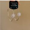 Trendy Rhinestone Snowflake Round Stud Earrings Luxury Exquisite Versatile Stylish Women Jewelry Gift