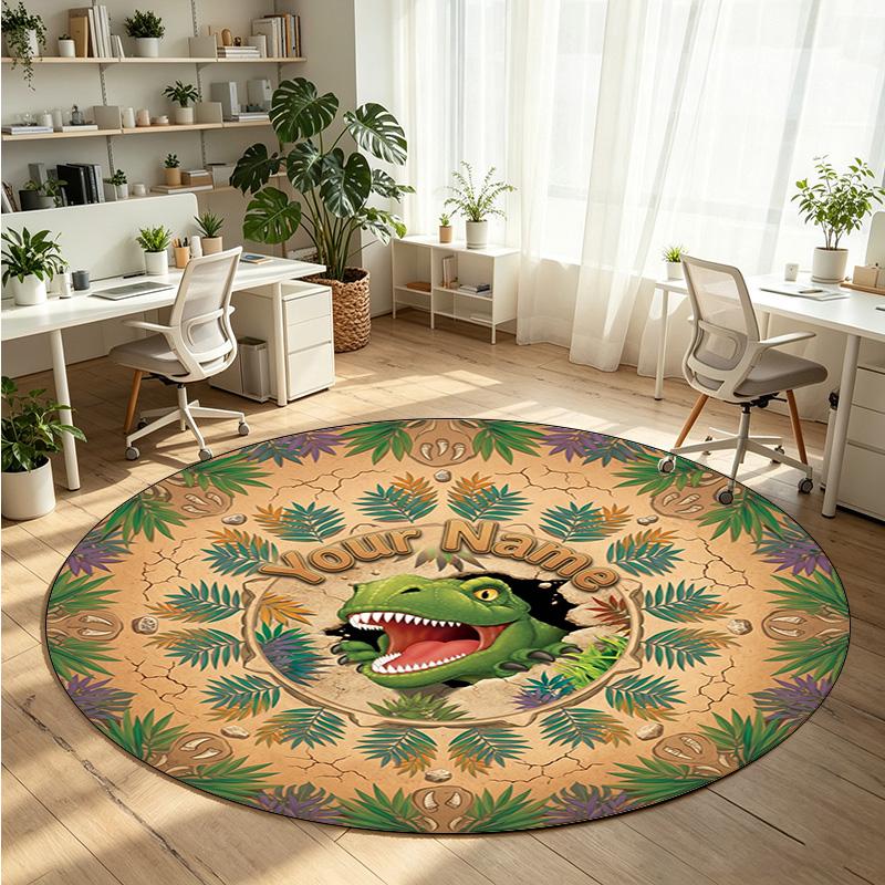 Wild Animals (149) Theme Round Crystal Velvet Rug Custom Name Text Personalized Floor Mat Home Decor Non Slip Crystal Carpet