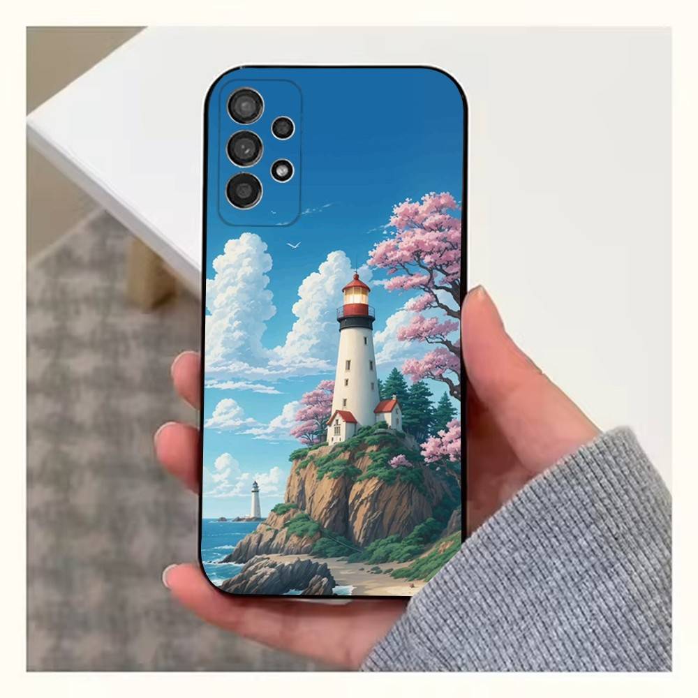 Аниме Чехол для телефона 'Маяк' для Samsung S25, S24, S23, S22, S20, S21, S10, Ultra, Plus, Lite, FE, Мягкий Силиконовый Черный Чехол