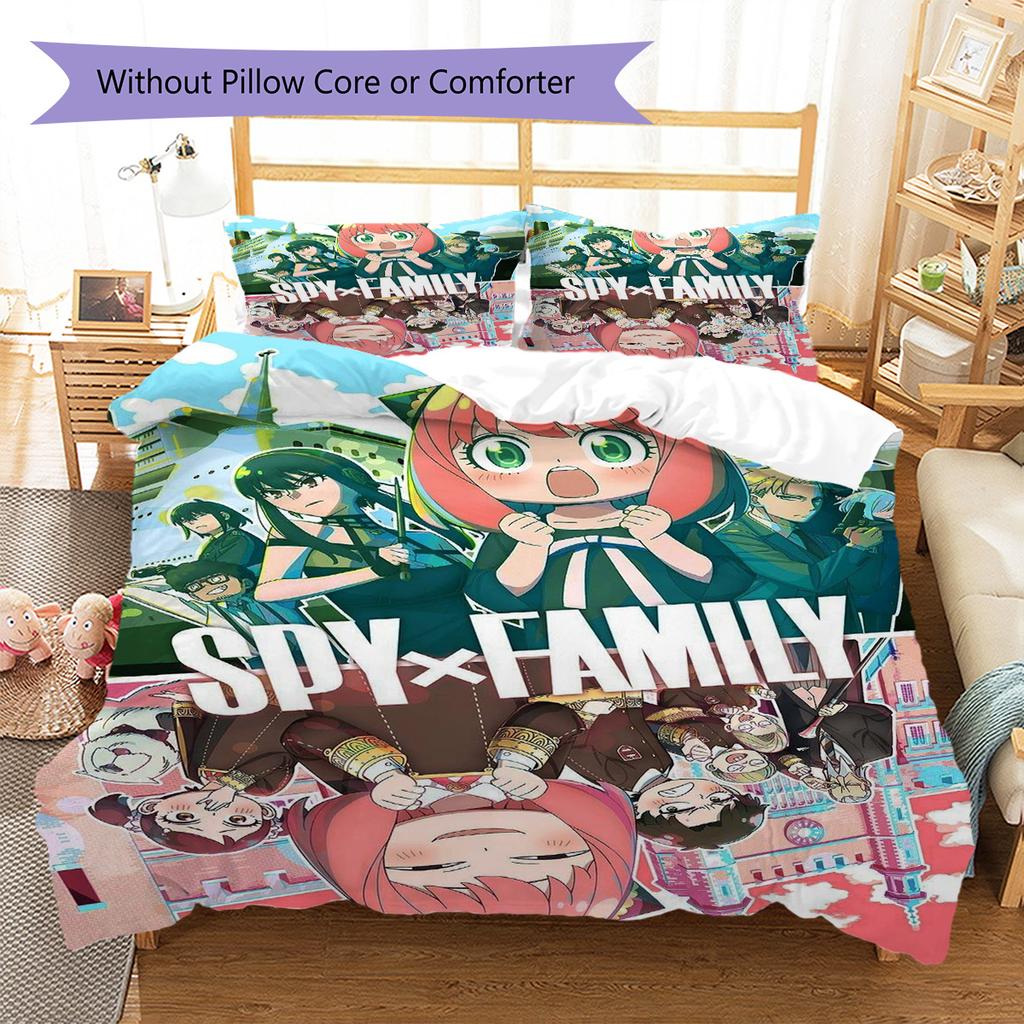 Spy x Family Anime Pattern Bedding Set Quilt Cover Pillowcase Home Decor Gift (1 * duvet cover + 2 * pillowcase, without core)