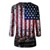 Летняя женская мода, повседневная рубашка с рукавом три четверти, пуловер с круглым вырезом и принтом в честь Дня независимости, топ, блузка
