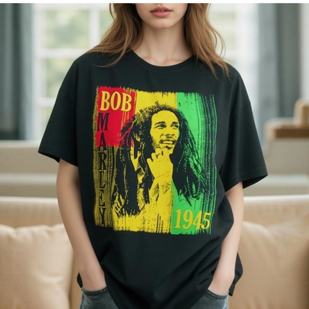 Футболка Bob Marley Размер L Zion Rootswear 1945 Графическая Rasta Reggae Черная Свободная