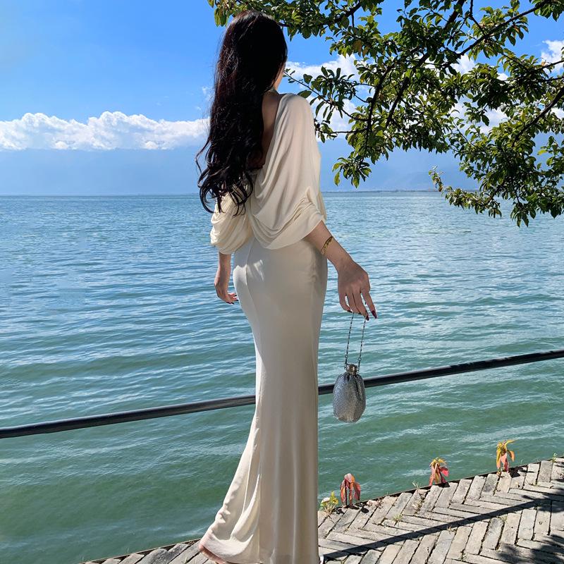 Elegant Autumn Evening Fishtail Dress - Sophisticated Style for Women