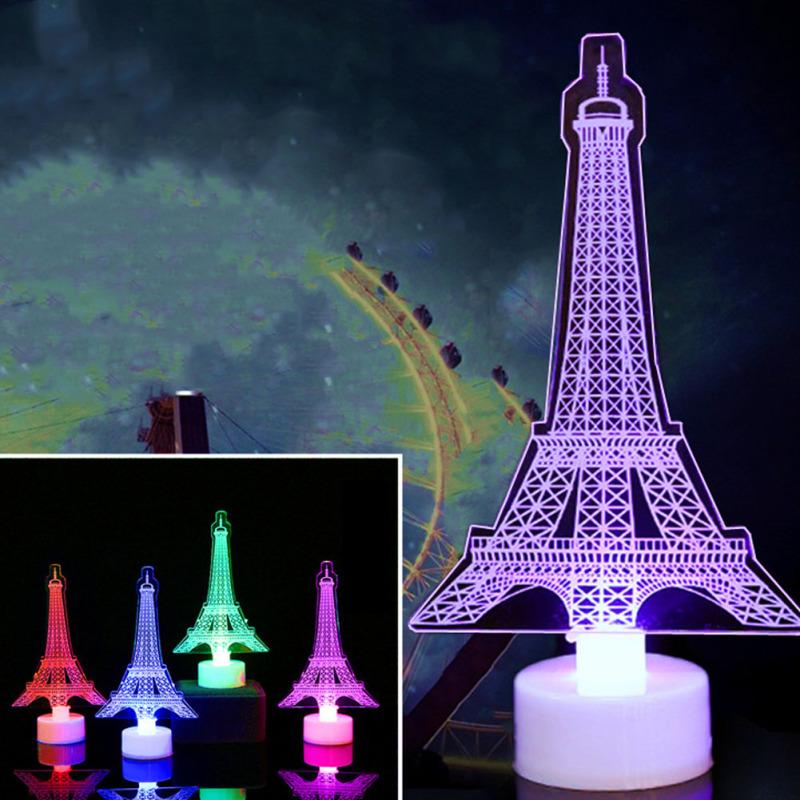 3D Романтическая Эйфелева Башня/Париж Светодиодный Ночник RGB Настольная Лампа Для Спальни