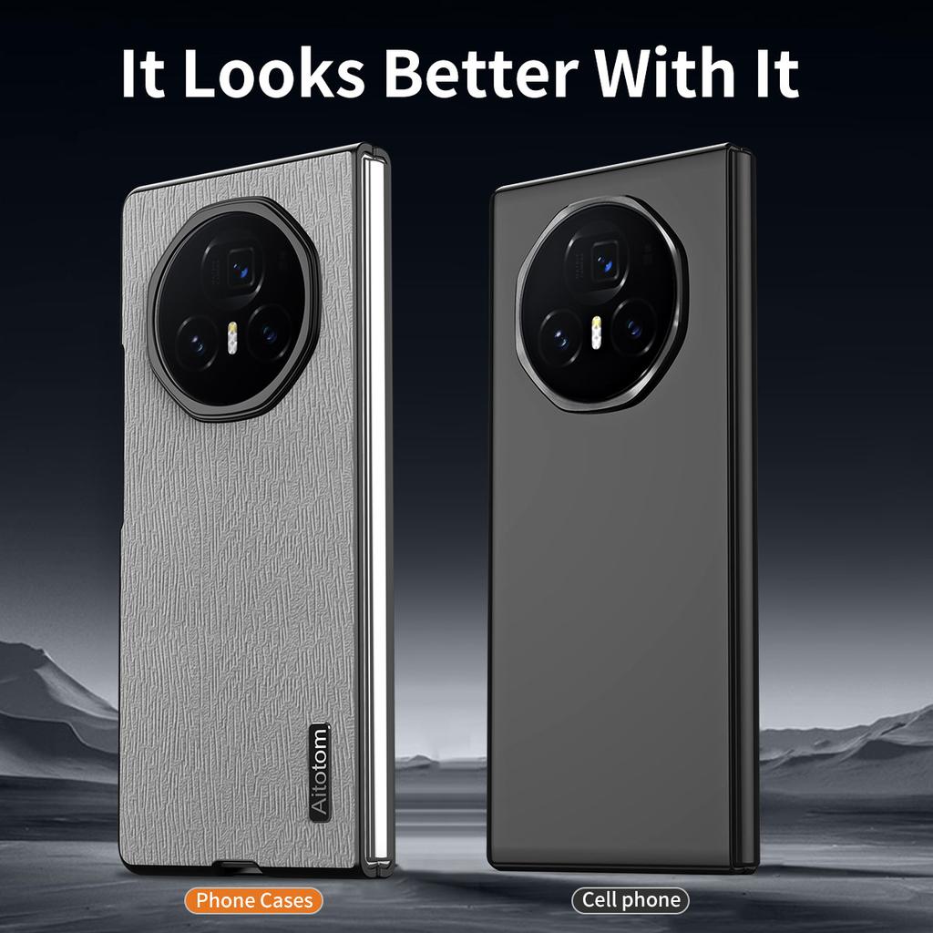 Для Honor Magic V5 5G Чехол Текстура дерева Покрытый ПУ кожей ПК ТПУ Чехол для телефона