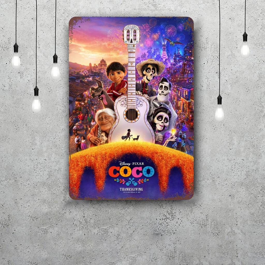 MINISO Coco Classic Poster Rusty Metal Plaque Retro Decorative Plate Bar Man Cave Garage Club Metal Sign Wall Decoration