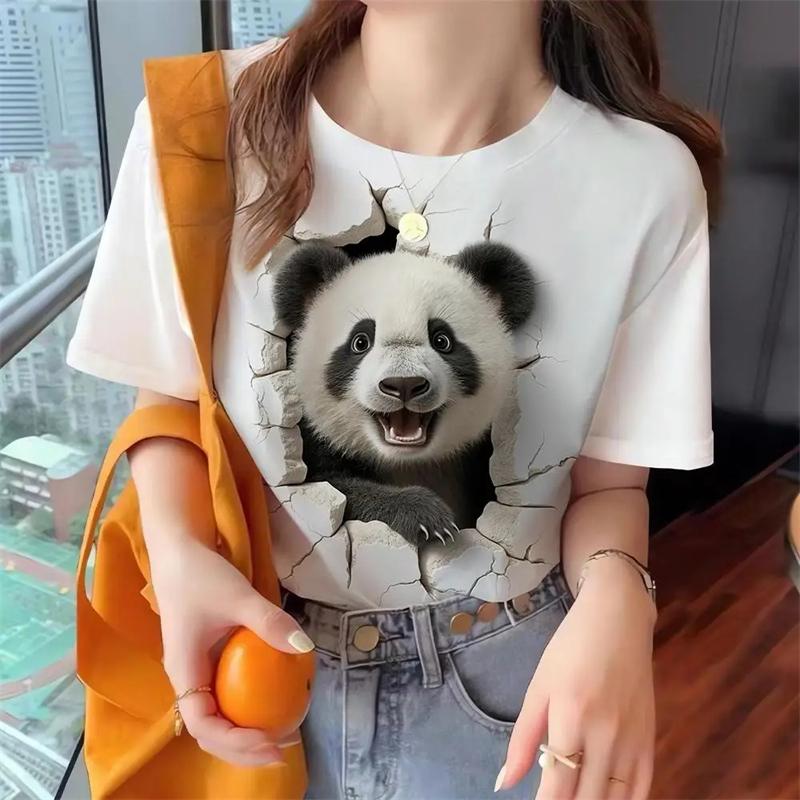 Топ Женская футболка с милым принтом животных Женская футболка большого размера Популярная одежда Женская одежда Футболки с коротким рукавом Блузки Топы