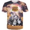3D Printed Meow Star Cat Hip Hop Cartoon T-Shirt Summer Top