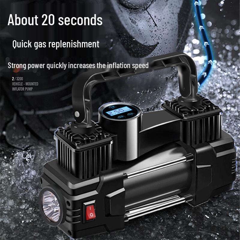 Портативный электрический автомобильный насос высокой мощности с двумя цилиндрами