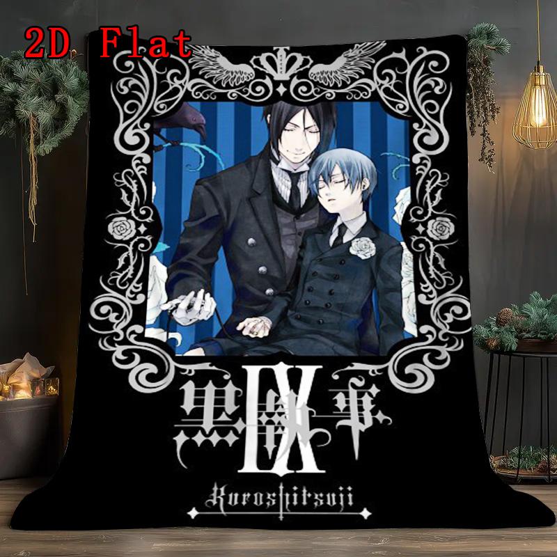 Black Butler 2D Flat Pattern Flannel Blanket High quality All Seasons Warmth and Comfort Perfect for Christmas Gifts.NMT0928341