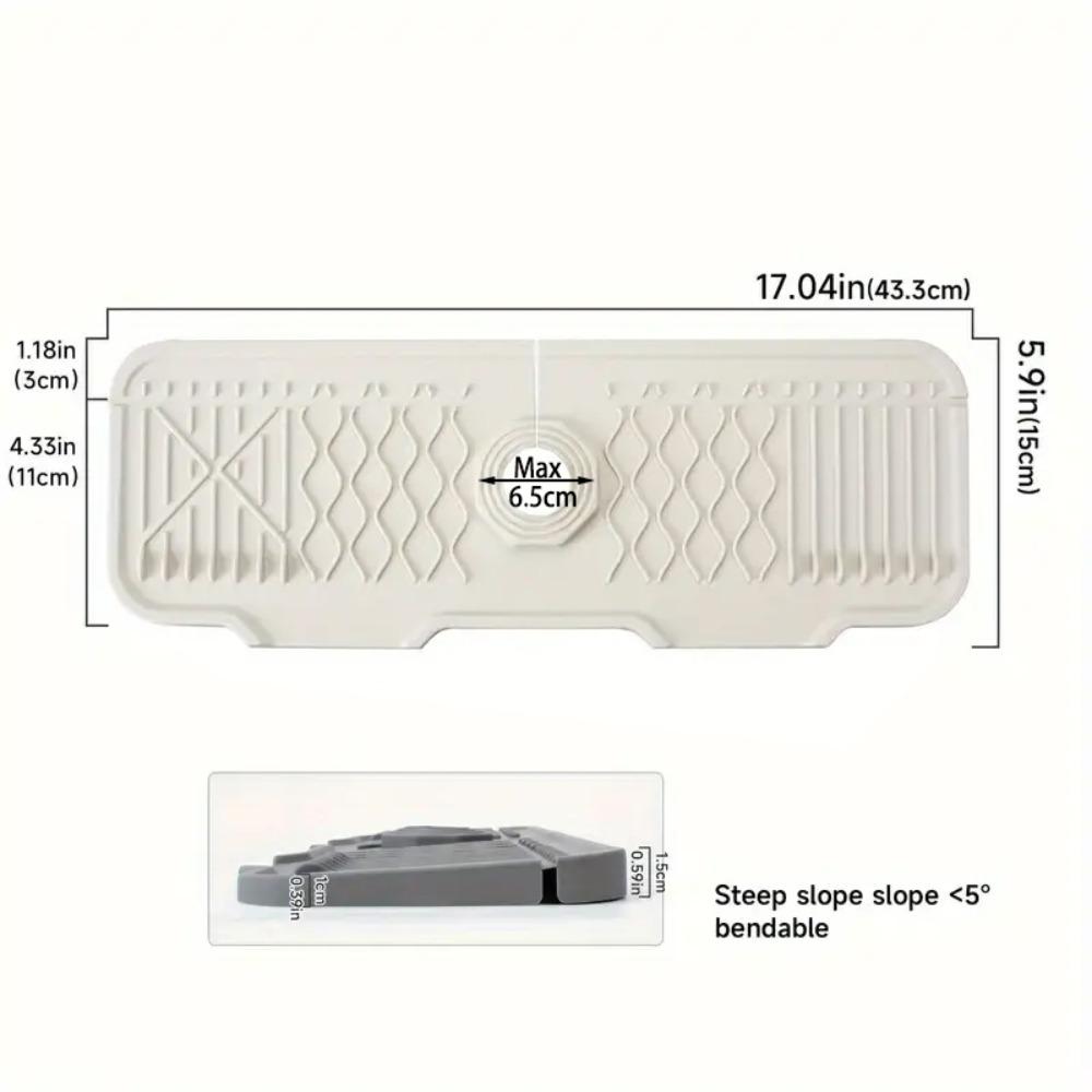 Adjustable Faucet Splash Guard Mat Silicone Drying Mat New Sink Draining Pad