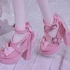 1 Pair PU Bowknot High Heels Pearl Dress Up Doll Shoes Costume Game Doll's Shoes  Girl Toys