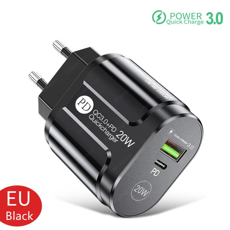 USB-зарядное устройство Quick Charge QC4.0 3.0 для iPhone Xiaomi Oneplus 40 Вт EU/US/UK Plug Fast Phone Adapter Портативное настенное зарядное устройство Type C
