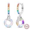 Purple Zircon Hoop Earrings 925 Silver U-shaped Liquid Metal Love Heart Fashion Earrings For Women Jewelry