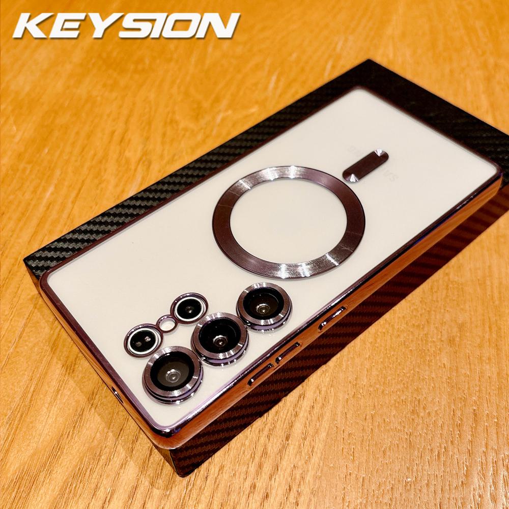 KEYSION Прозрачный чехол с магнитной окантовкой для MagSafe для Samsung Galaxy S26 Ultra 5G S26+ Ударопрочный защитный чехол для телефона с защитой объектива