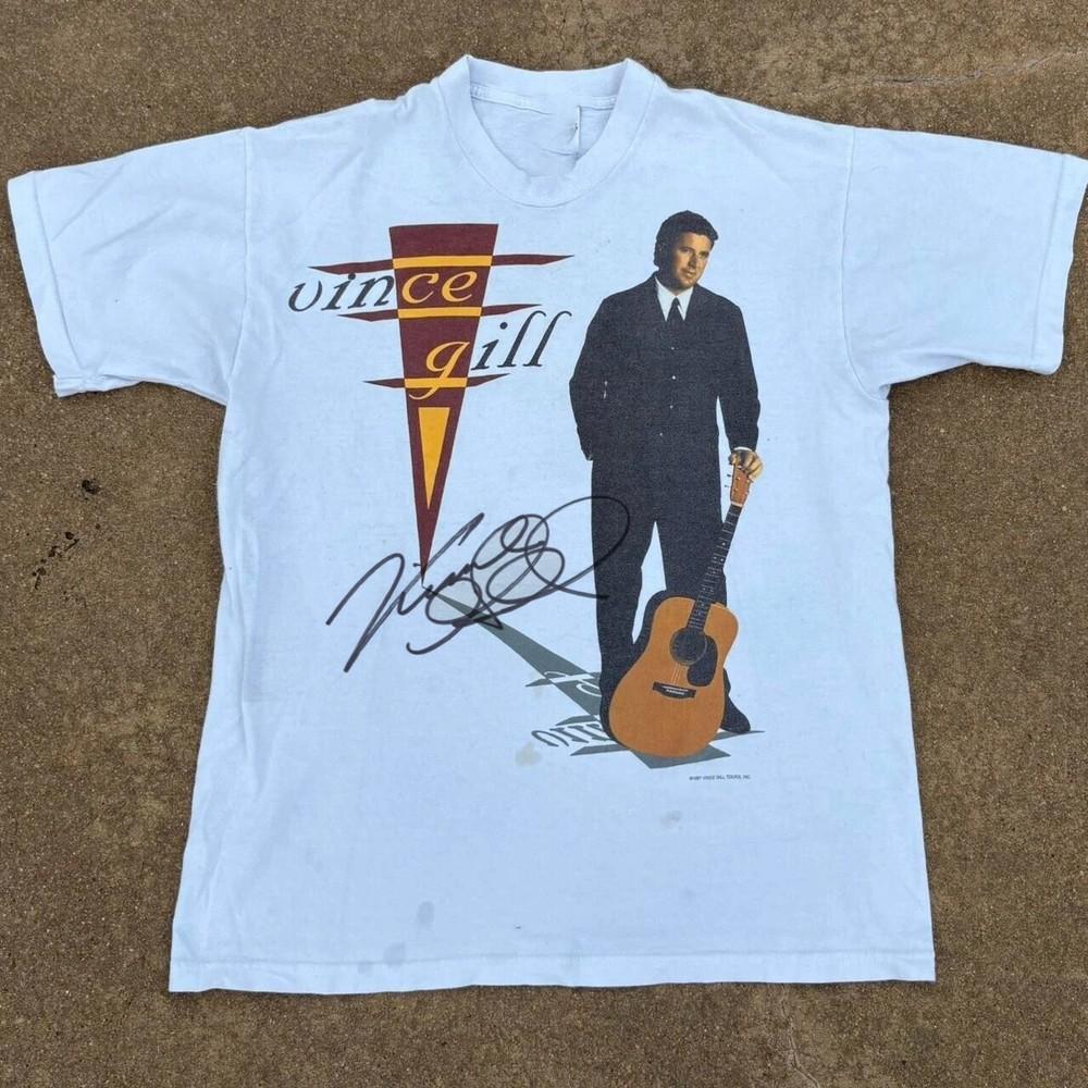 hOT Vince gill 1990s Cotton Shirt Unisex Concert S to 5XL White FN945 Unisex T-Shirt