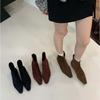 Pointed Thick Heel Burgundy Thin Boots Women's Shoes 2025 New Spring and Autumn Single Boots Retro Suede Korean Small Short Boots