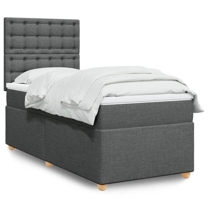 Maison Exclusive - Sommier à lattes de lit avec matelas Gris foncé 100x200cm Tissu