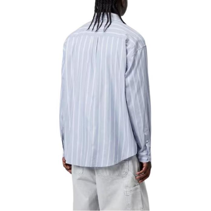 Carhartt WIP SS26 L/S Рубашка Beale в полоску Удобная Простая рубашка с длинным рукавом Мужские рубашки I036201-3OD-XX