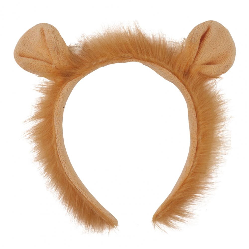 1/3/4Pcs Lion Costume Set for Youth Adult Halloween Cosplay Soft Plush Headband Tail Gloves Nose Kit Animal Theme Party Dress-Up