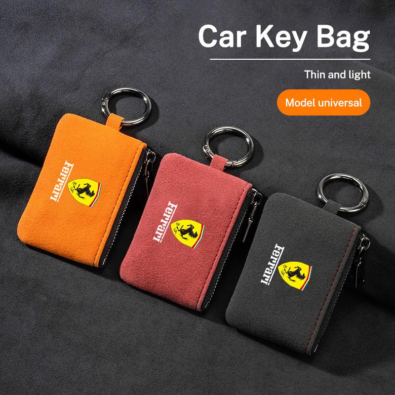 Car Key Bag Cover Case Suede Leather Key Wallet for Ferrari sp3 488 sf90 f40 f8 458 296 Purosangue Roma 599 612 Auto Accessories MQ3