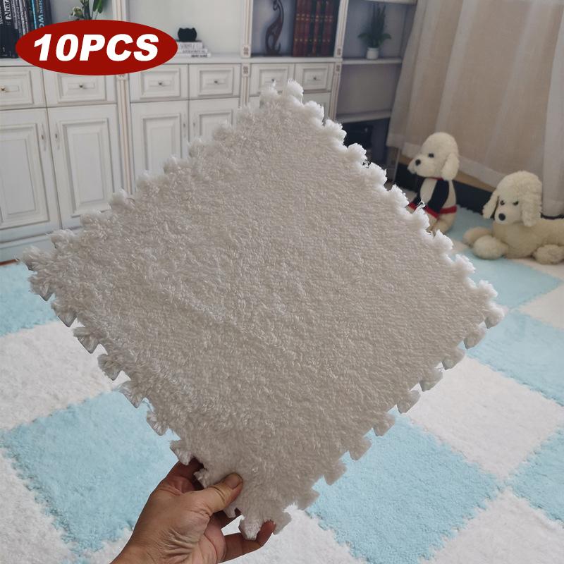 10 ШТ. Мягкий Плюшевый Игровой Коврик для Активностей Многоразовый ЕВА-Пена Пазл Ковер Детская Комната Сохраняет Тепло Нескользящий Напольный Коврик Моющийся 30*30*1СМ