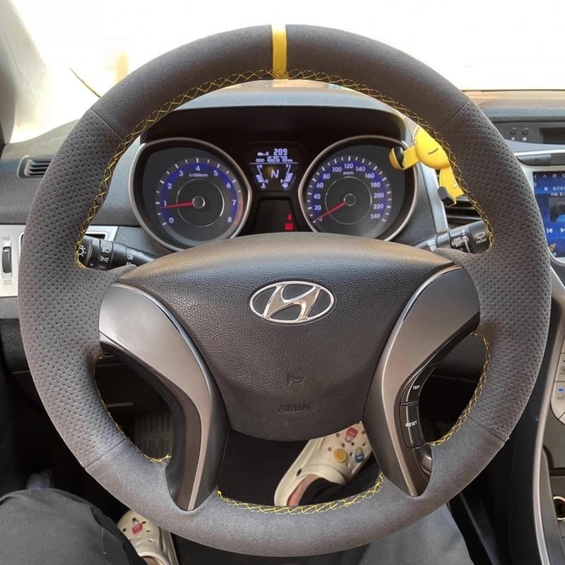 Hand-Stitched Non-Slip Durable suede Car Steering Wheel Cover For Hyundai Elantra Avante i30 2012-2016