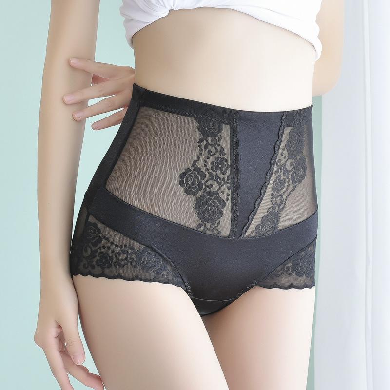 Женские кружевные трусики с вышивкой и цветами, сексуальные трусы с высокой талией, подтягивающие ягодицы, тонкое бесшовное нижнее белье для живота, большие размеры, трусики