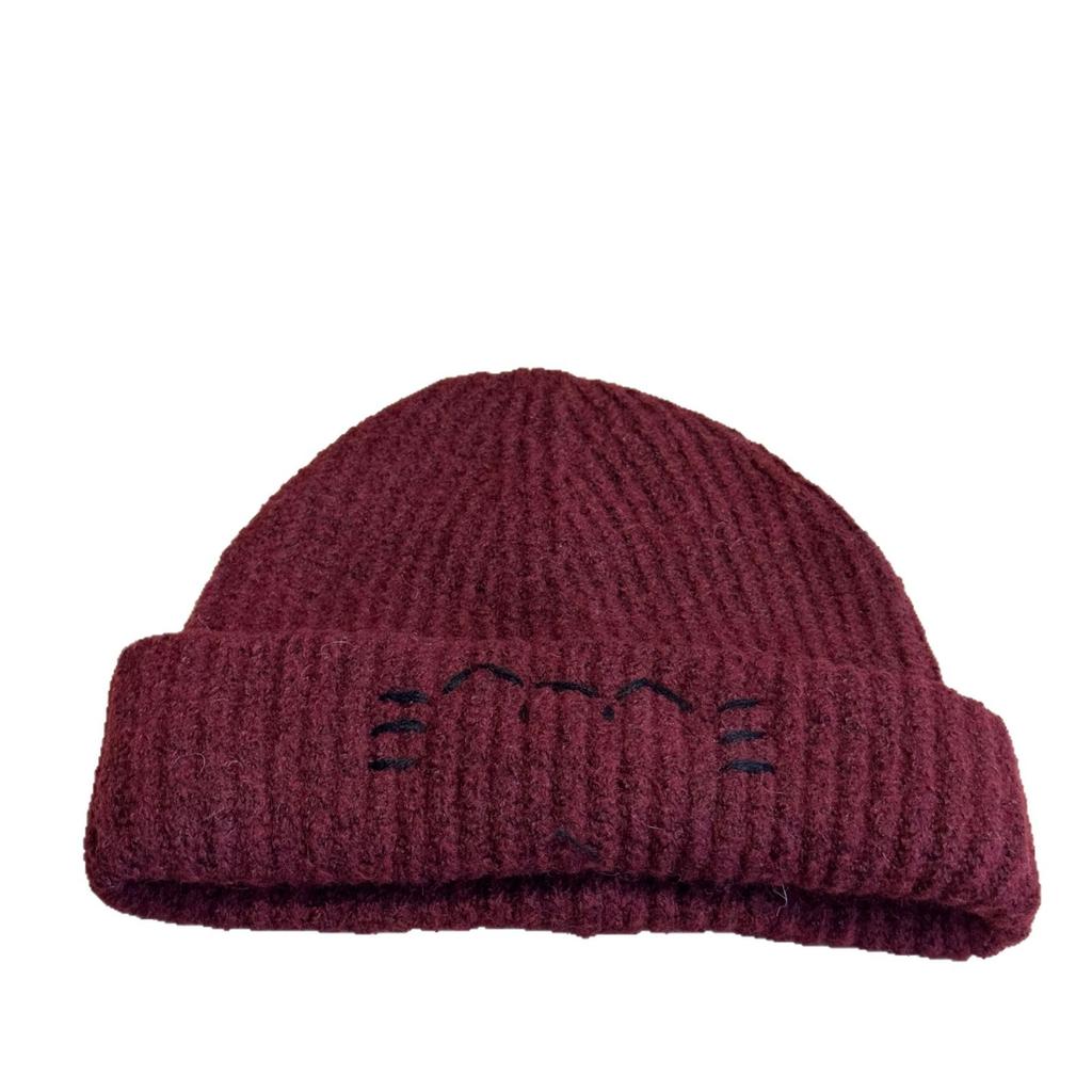 Корейская версия милой кошачьей шерстяной шапки для женщин на осень и зиму, новая, подчеркивающая лицо, маленькая, теплая, с защитой ушей, вязаная шапка-балаклава, холодная шапка