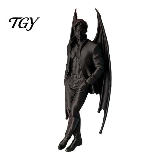 Gothic Home Decor 3D Printed Bat Gentleman Figurine, Demonic Man Statue with Detailed Vampire Wings, Dark Fantasy Sculpture for Office Table
