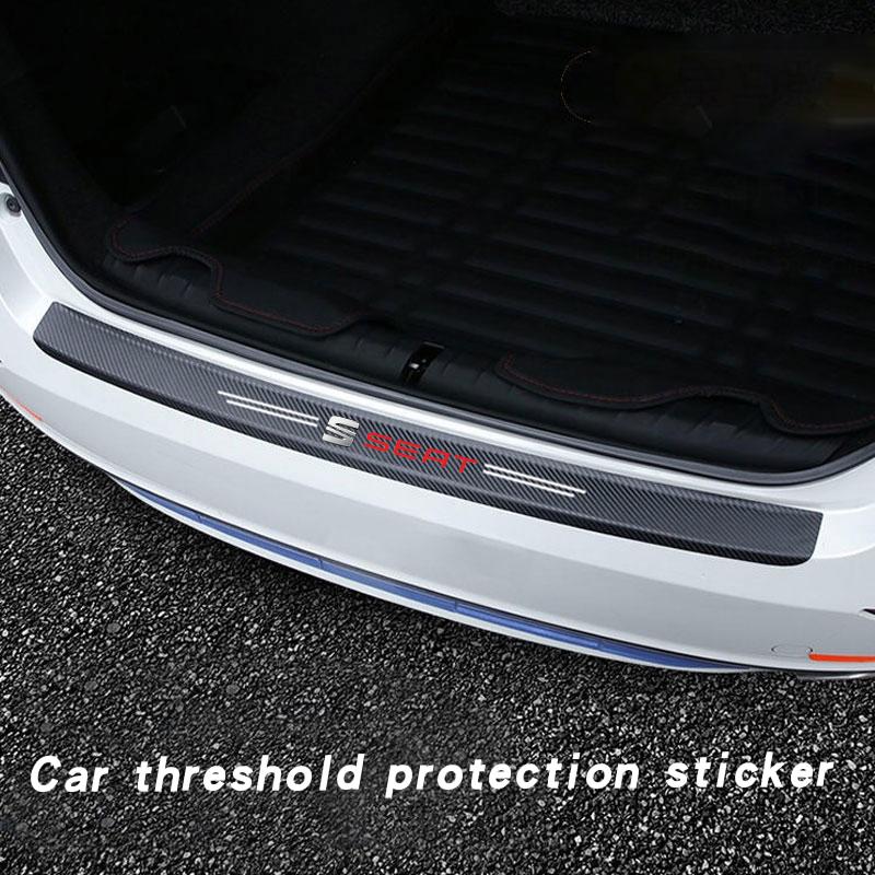 hdzsn4 Car with Logo Door Carbon Fiber Sill Protector Stickers For Seat Leon 5f Ibiza 6l 6j Leon 1p Cushion Altea Xl Car Accessories