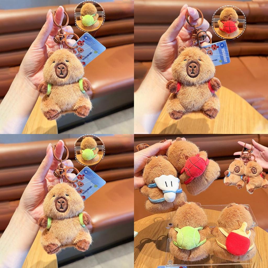 Capybara Plush Backpack Keychain With Sports Theme For Gift