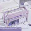 3-Layer Transparent Large-Capacity Pencil Case: Stylish Korean Ins Design for Girls' Stationery
