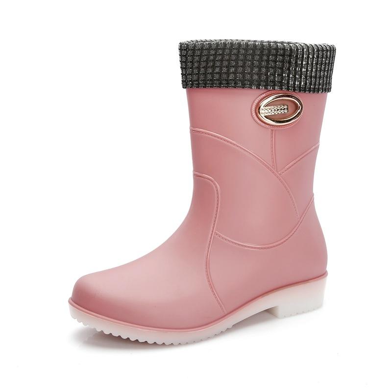 Новые резиновые сапоги женские модные резиновые сапоги средней высоты женские корейская версия трендовой рабочей обуви для взрослых женщин