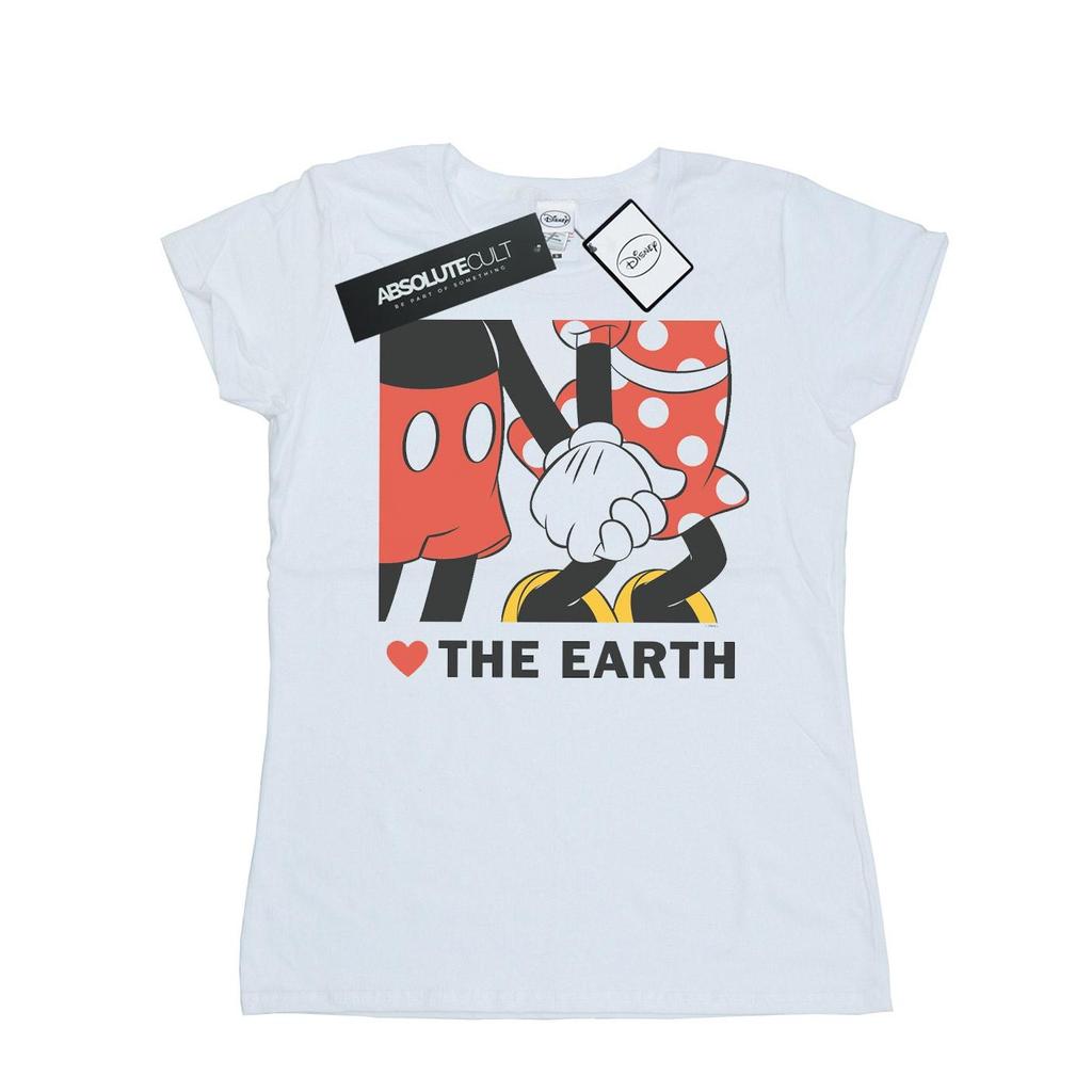 Disney Womens/Ladies Mickey Mouse Heart The Earth Cotton T-Shirt