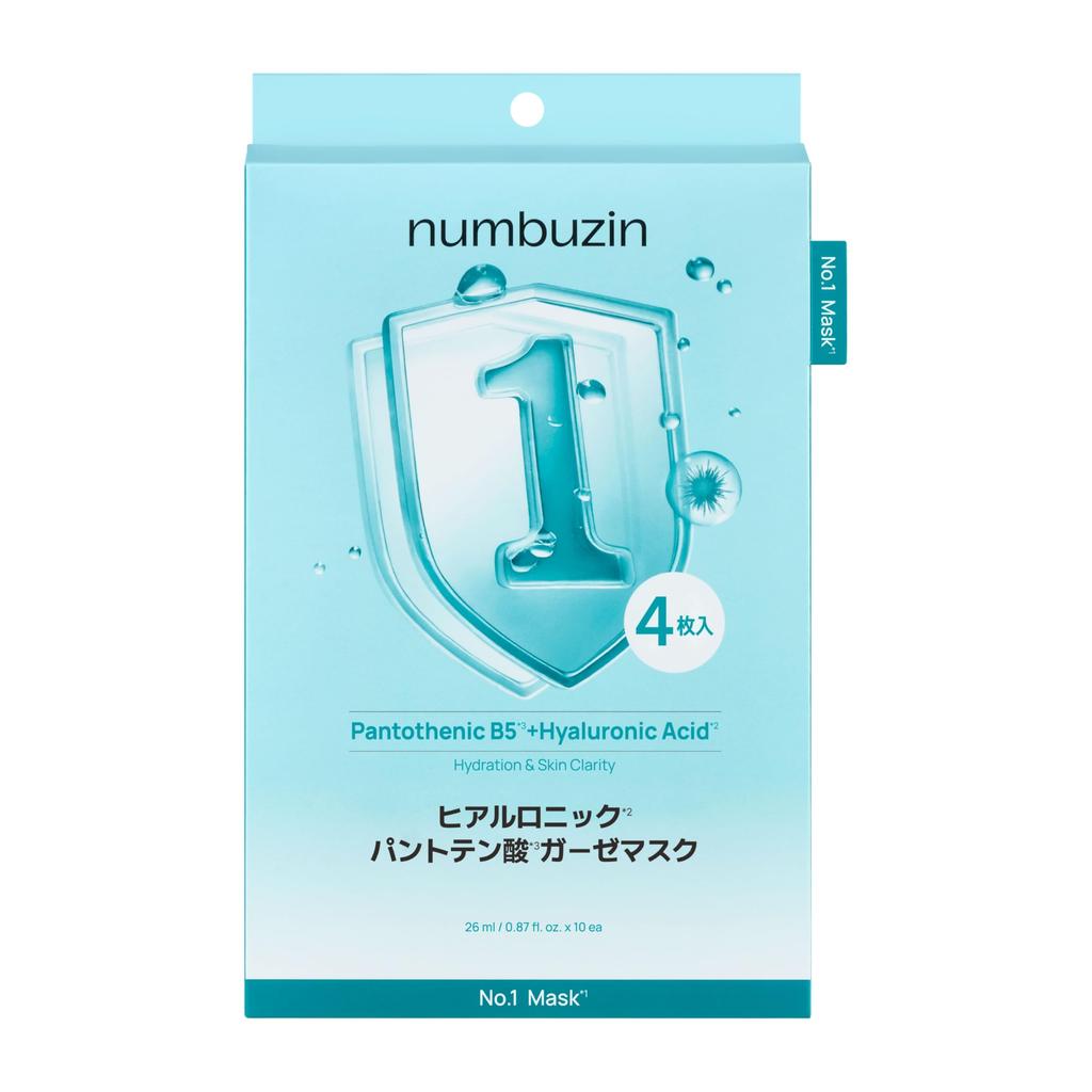 Numbuzin 1 Гиалуроновая Пантотеновая Кислота Марлевая Маска для Лица 4 шт Корейский Уход за Кожей Нет. Маска, Листы, Маска, Косметика,