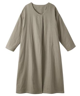 Nissen Cotton Размер L Женское трехслойное 100% платье для пижамы/отдыха, Серо-бежевый,
