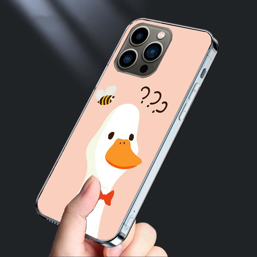 Милый Мультяшный Утенок Чехол для Телефона Для Iphone 16E 15 Pro 14 Plus 17E 16 17 Pro Max Air 11 12 13 Mini Ударопрочный Capa Милый Чехол TPU